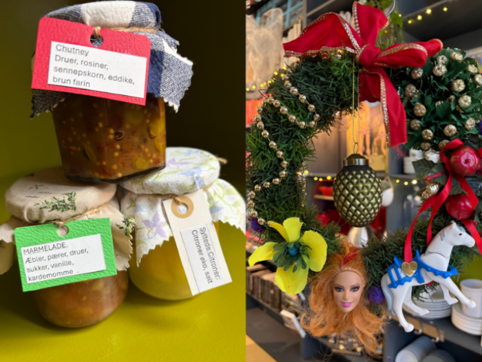 Billede af marmelade og krans man kan købe.